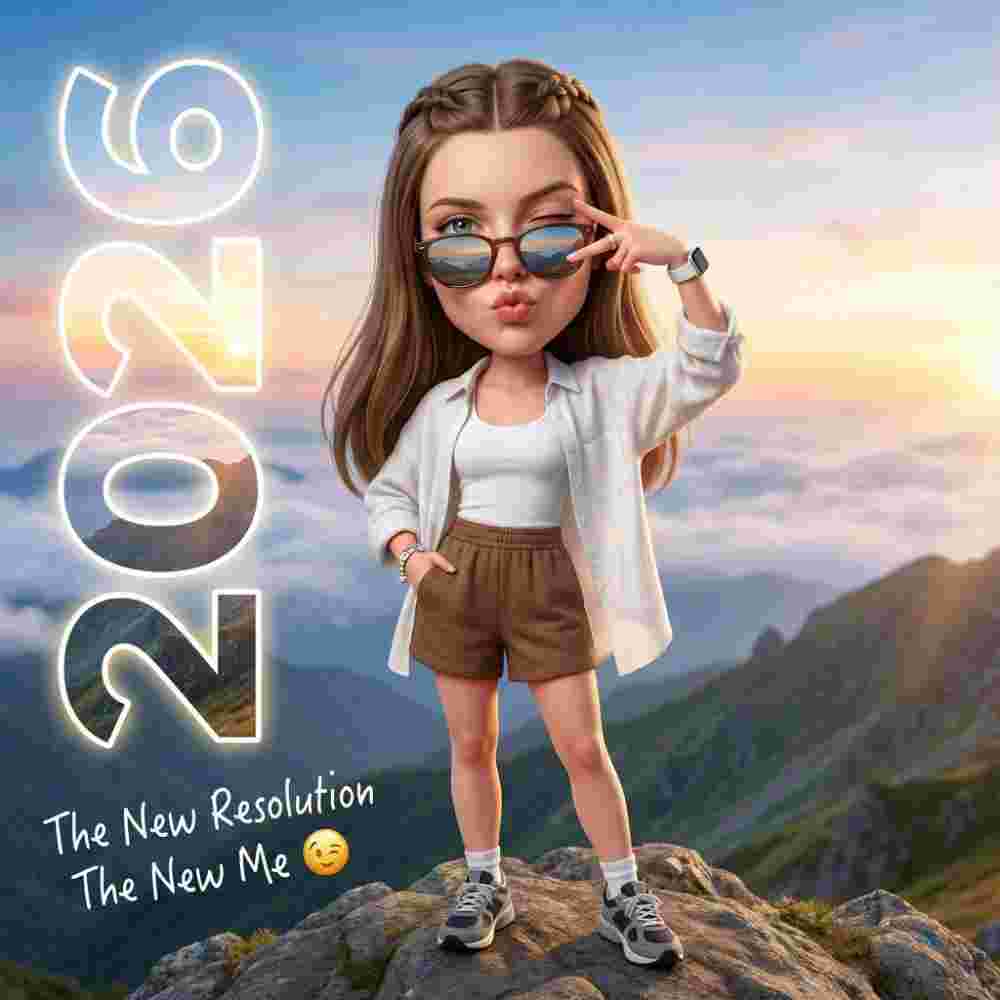 3D Caricature Mountain Sunrise