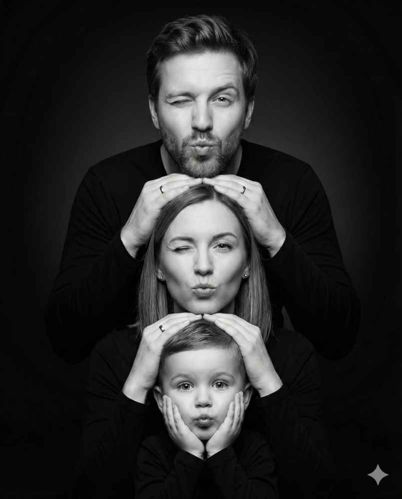 Playful Family Stacked Portrait